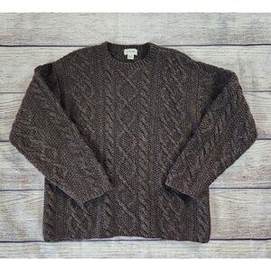 J. Crew Brown Cable Knit Crewneck Sweater